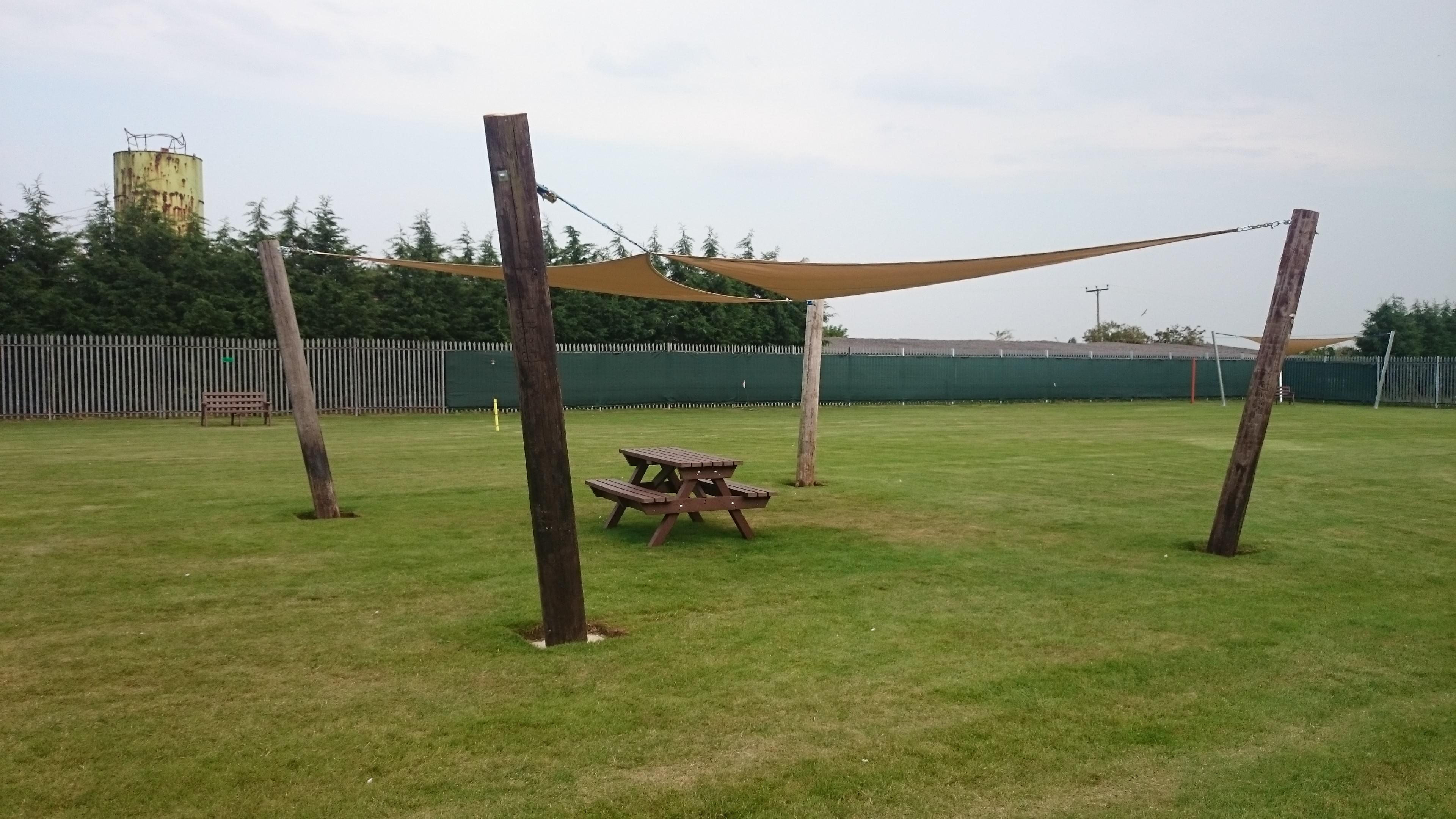 Central awning in the park, for those days when you need some shade